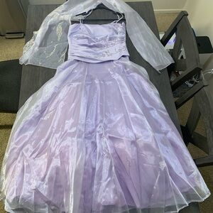Elegant Lavender Gown with Sheer Overlay